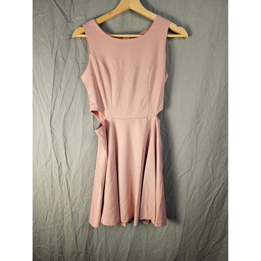 Belongsci Womens Pink Cut Out Sleeveless Fit and Flare Mini Dress 8812-1# Size S